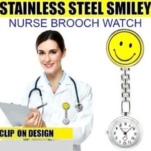 🤒💖 NURSE POCKET CLIP-ON WATCH SUNSHINE SMILEY FACE SMILING AT EVERYONE. NEW